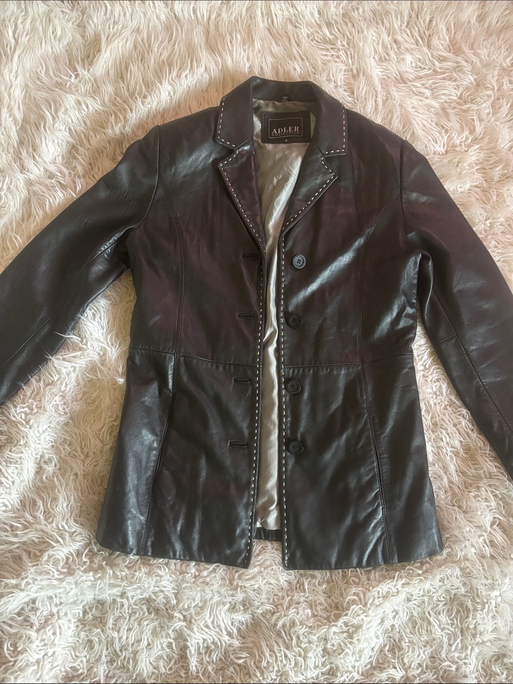 Adler Women's Black Leather Button-Front Jacket